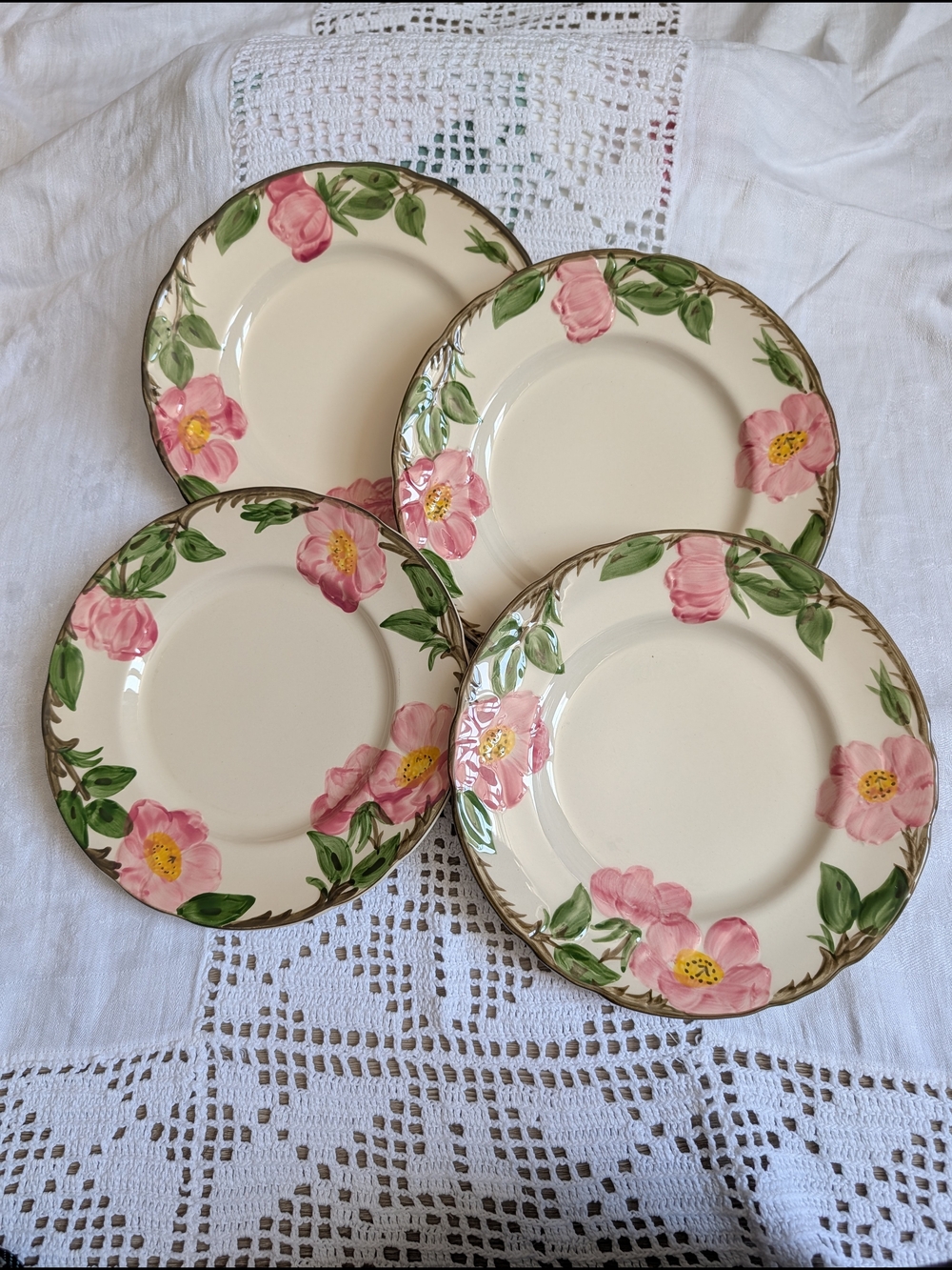 Fransican Earthenware Desert Rose Salad Plates - Set Of 4